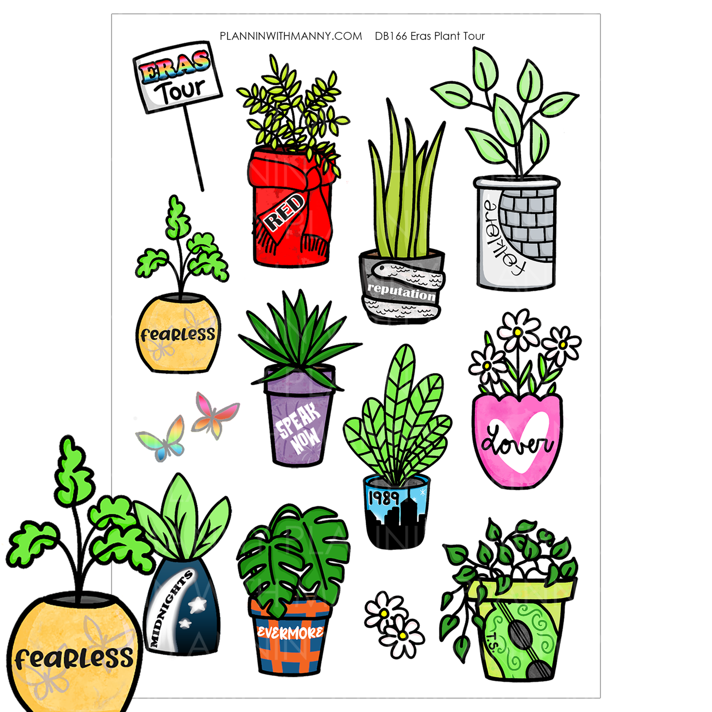 DB166 Eras Tour Planter - Large Deco Stickers