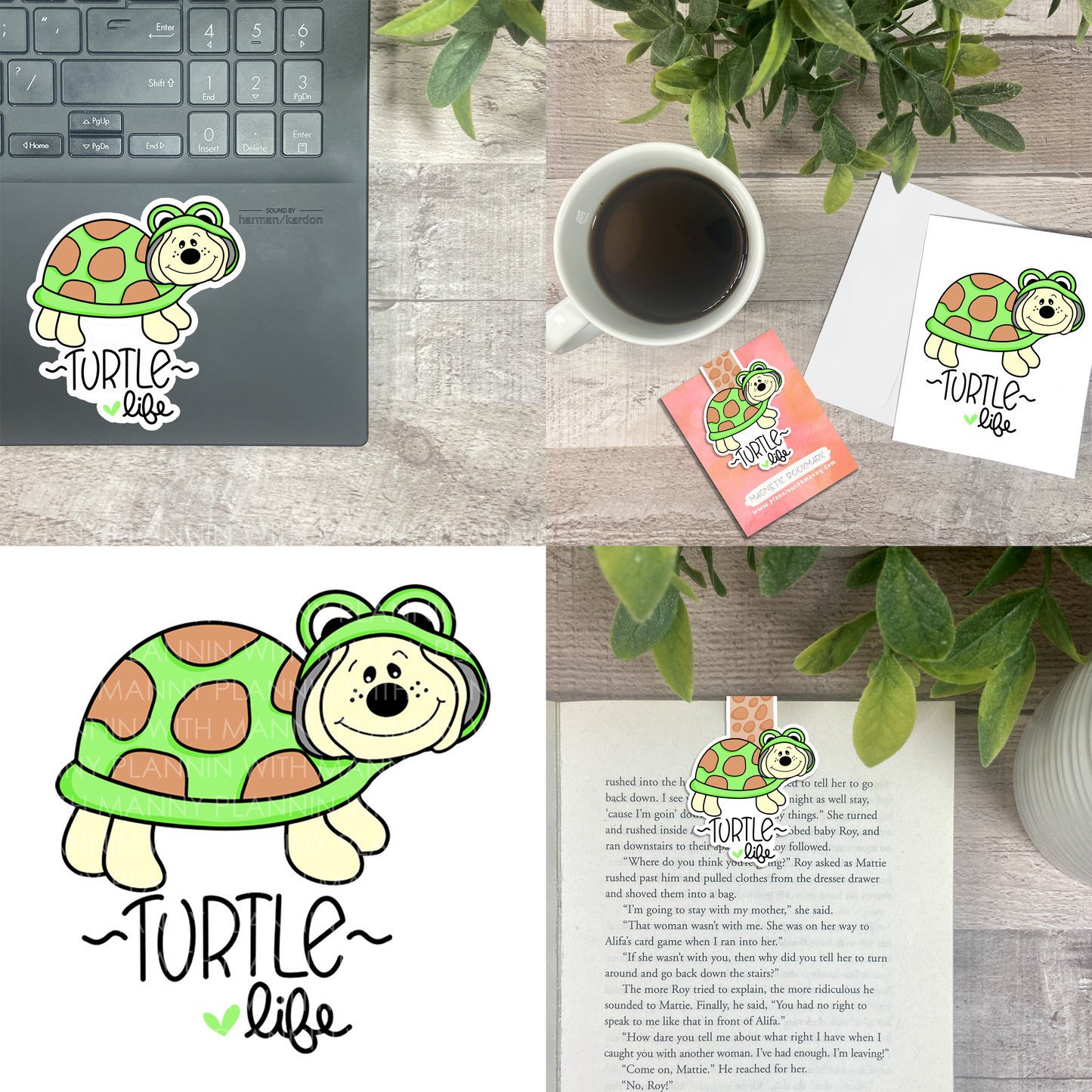 Turtle Life... Vinyl Sticker, Magnetic Bookmark, & Notecard MB56