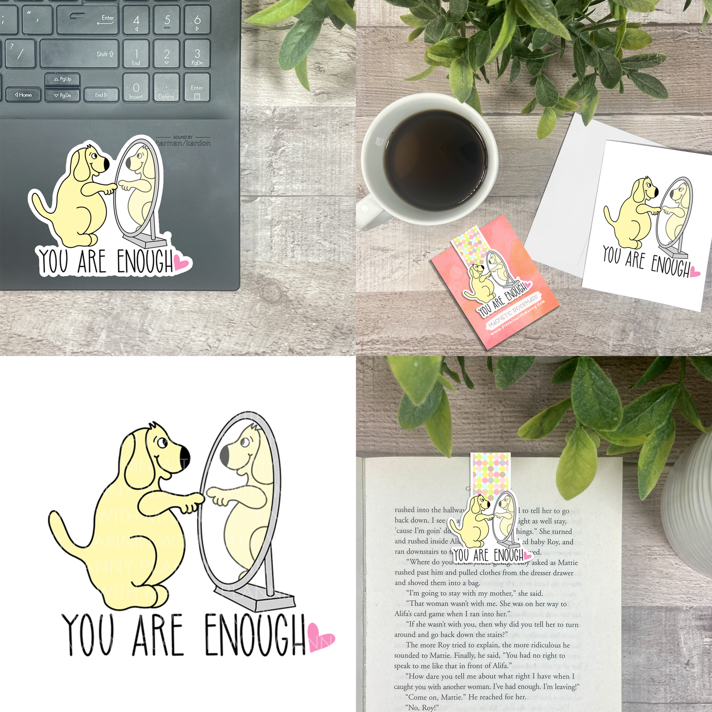 You are Enough... Vinyl Sticker, Magnetic Bookmark, & Notecard MB89