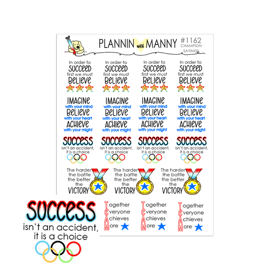 1162 CHAMPION SAYINGS Planner Stickers - Champions Collection