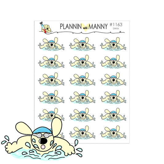 1163 SWIMMING Manny Planner Stickers