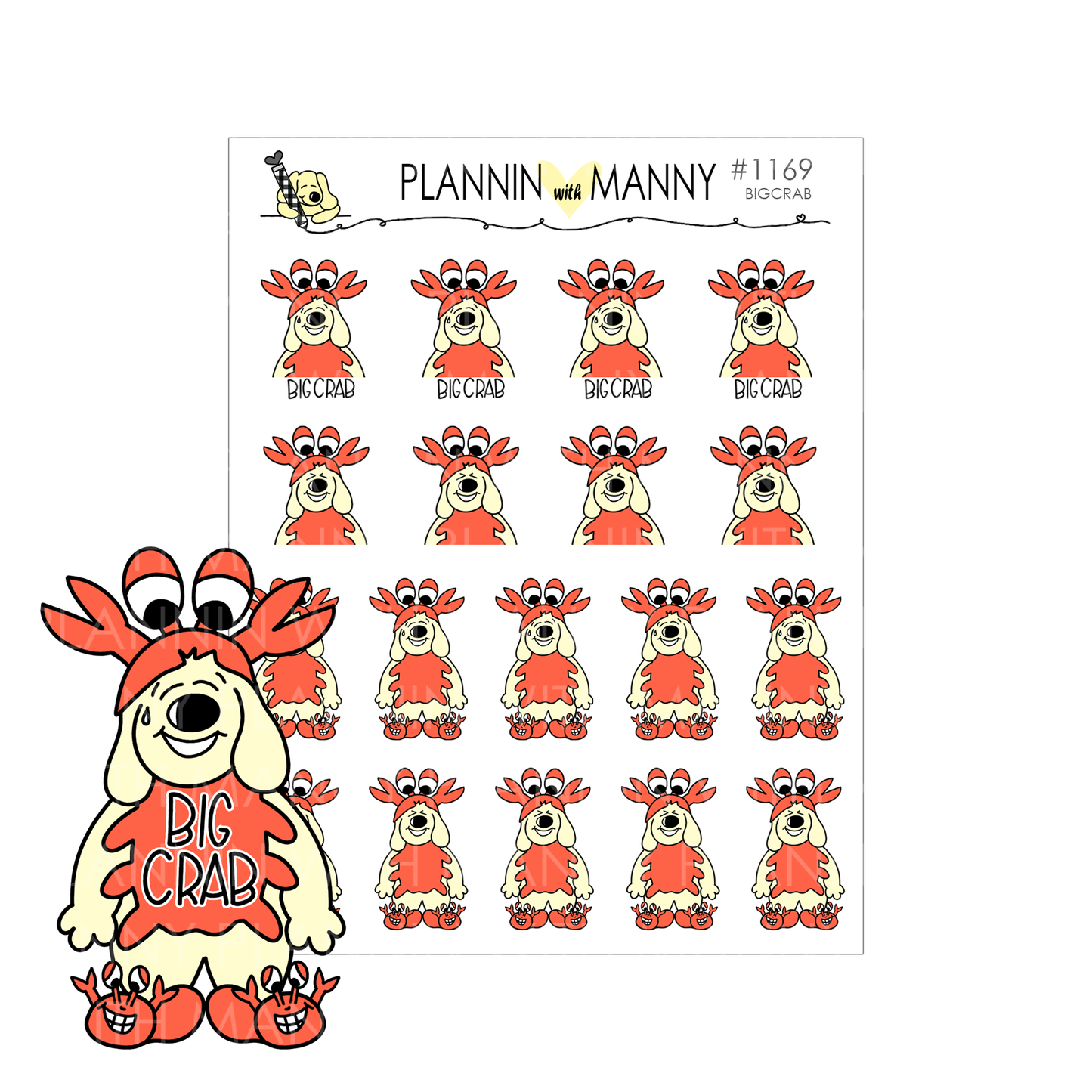 1169 BIG CRAB Planner Stickers