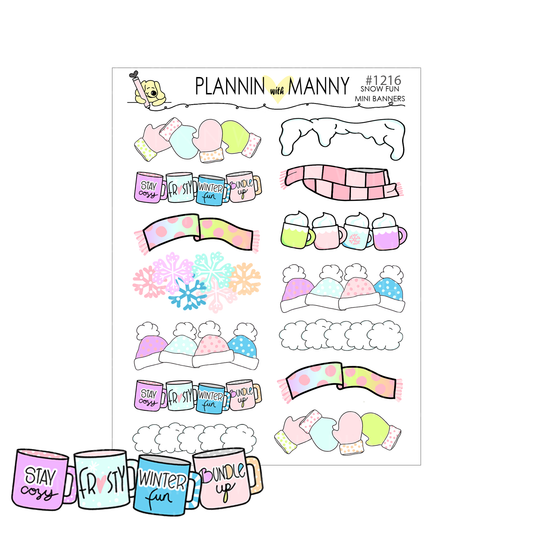 1216 SNOW MUCH FUN Mini Banner Planner Stickers