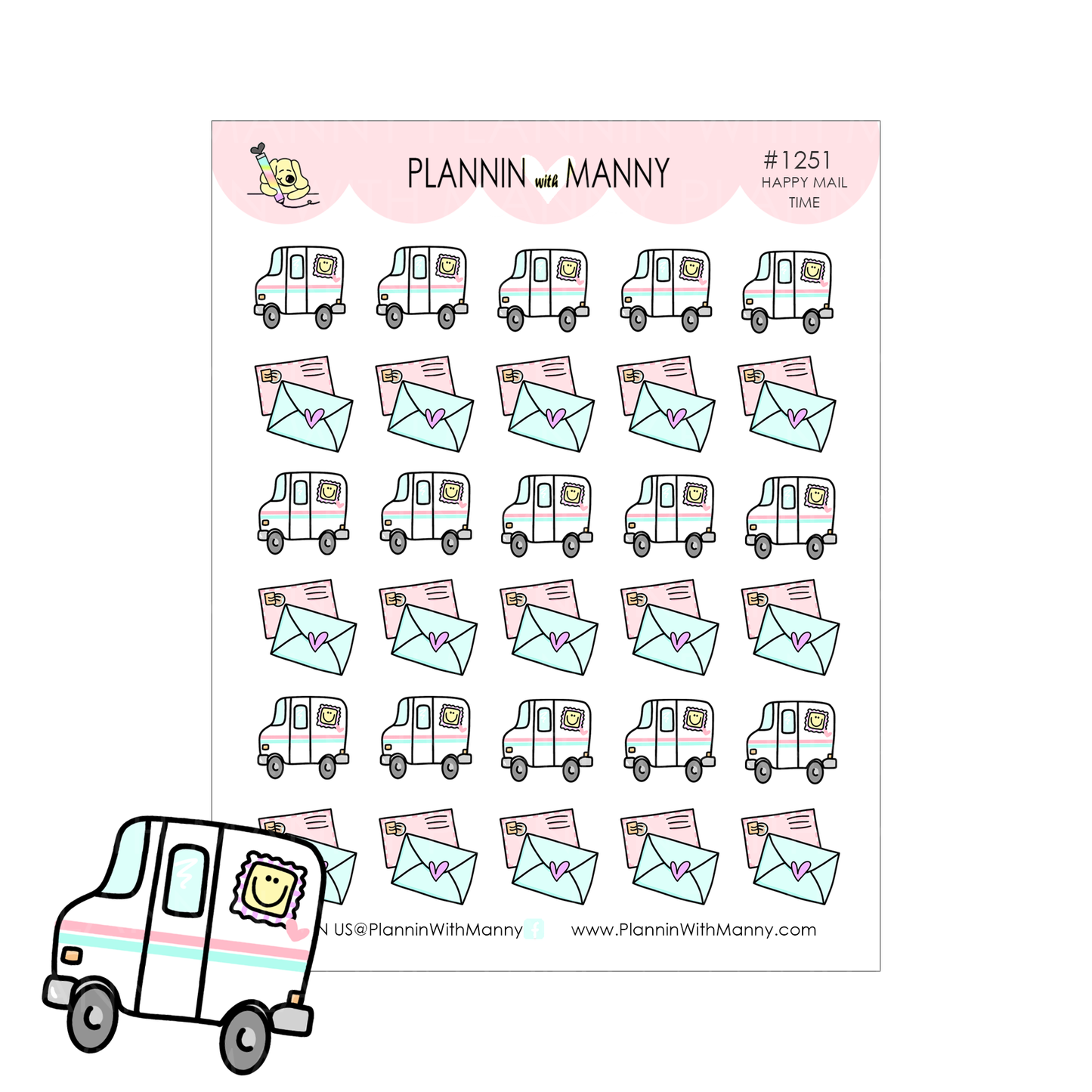 1251 Mail Truck Happy Mail Planner Stickers