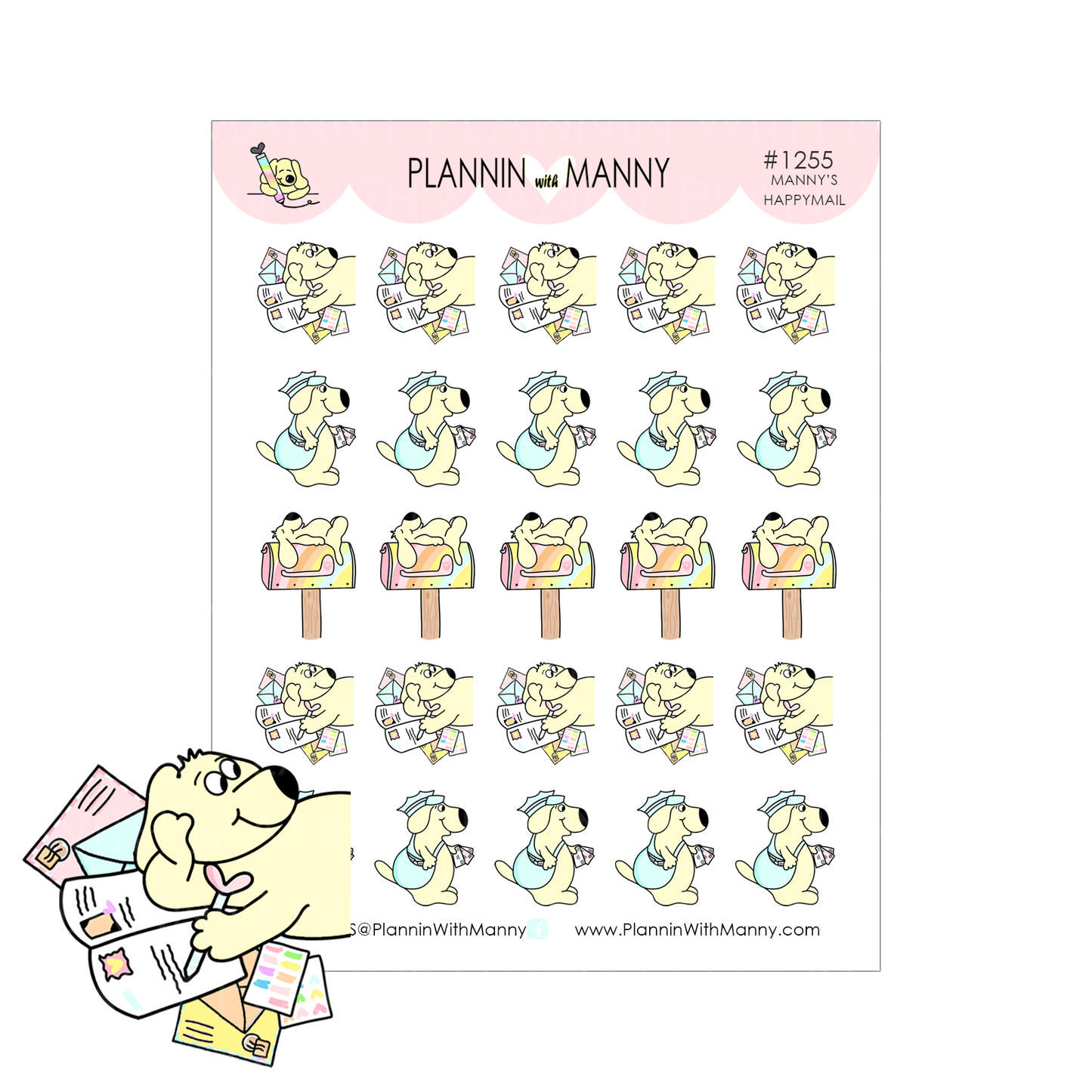 1255 Manny Happy Mail Planner Sticker Assortment