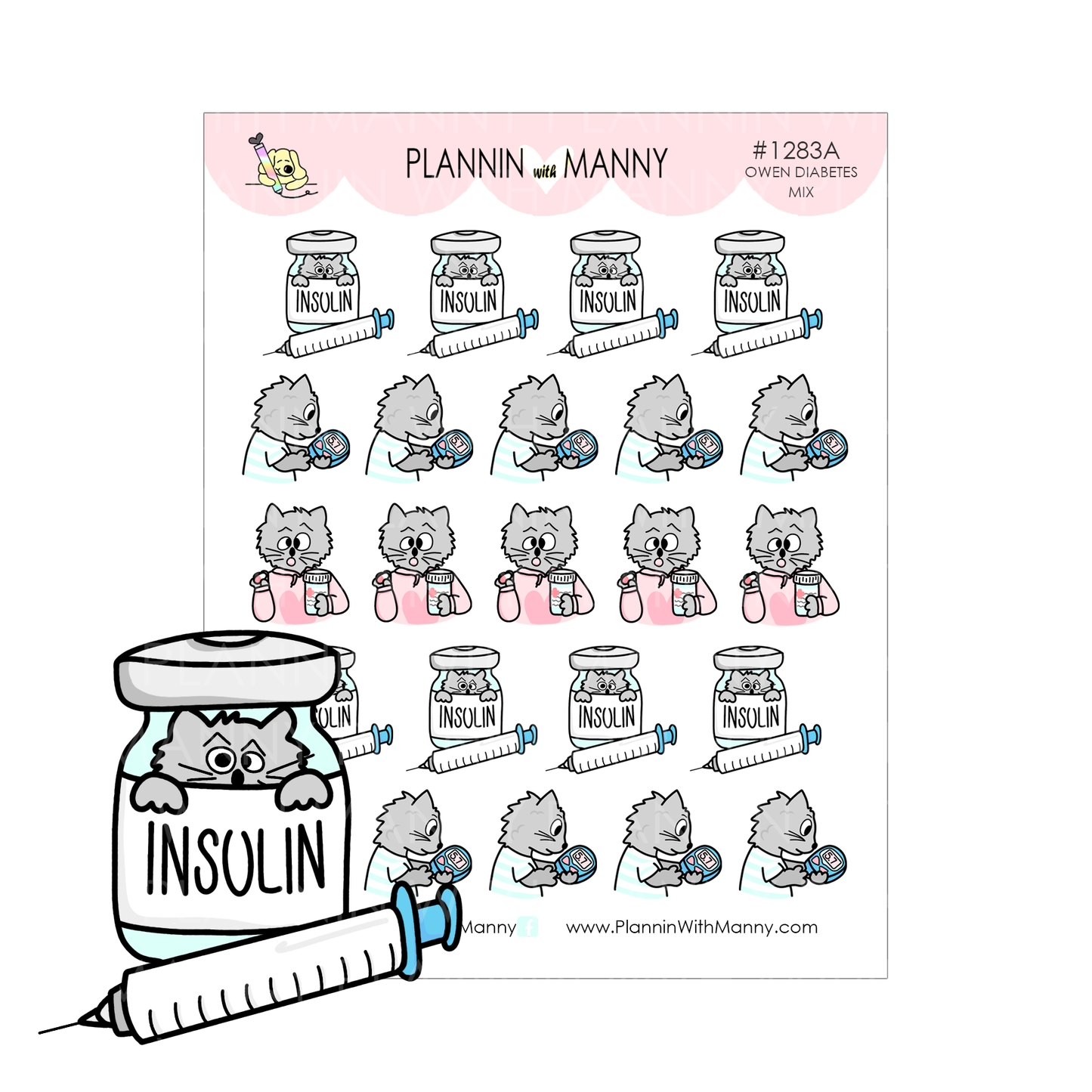 1283 Diabetes, Blood Sugar, Insulin, and Mixed Planner Stickers