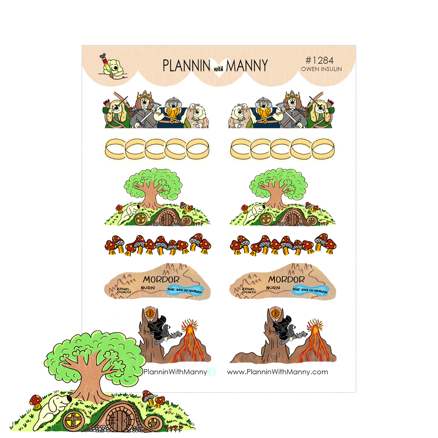 1284 Manny's Hobbit Adventure Mini Banner Planner Stickers