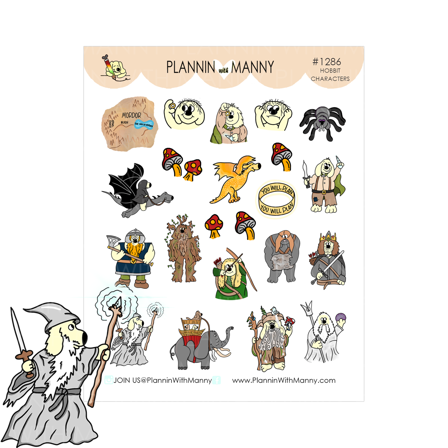 1286 Mannys Hobbit Adventure Character Planner Stickers