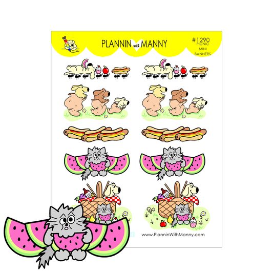 1290 Picnic Mini Banner Planner Stickers