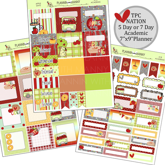 A1 TPC ACADEMIC 5 & 7 Day Weekly Planner Kit - Apple Days Collection