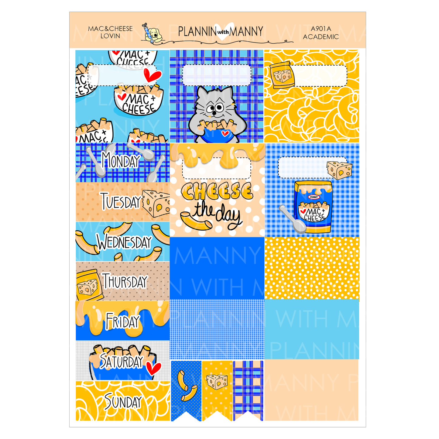 A901 TPC ACADEMIC 5 and 7 Day Weekly Planner Kit - Mac&Cheese Lovin Collection