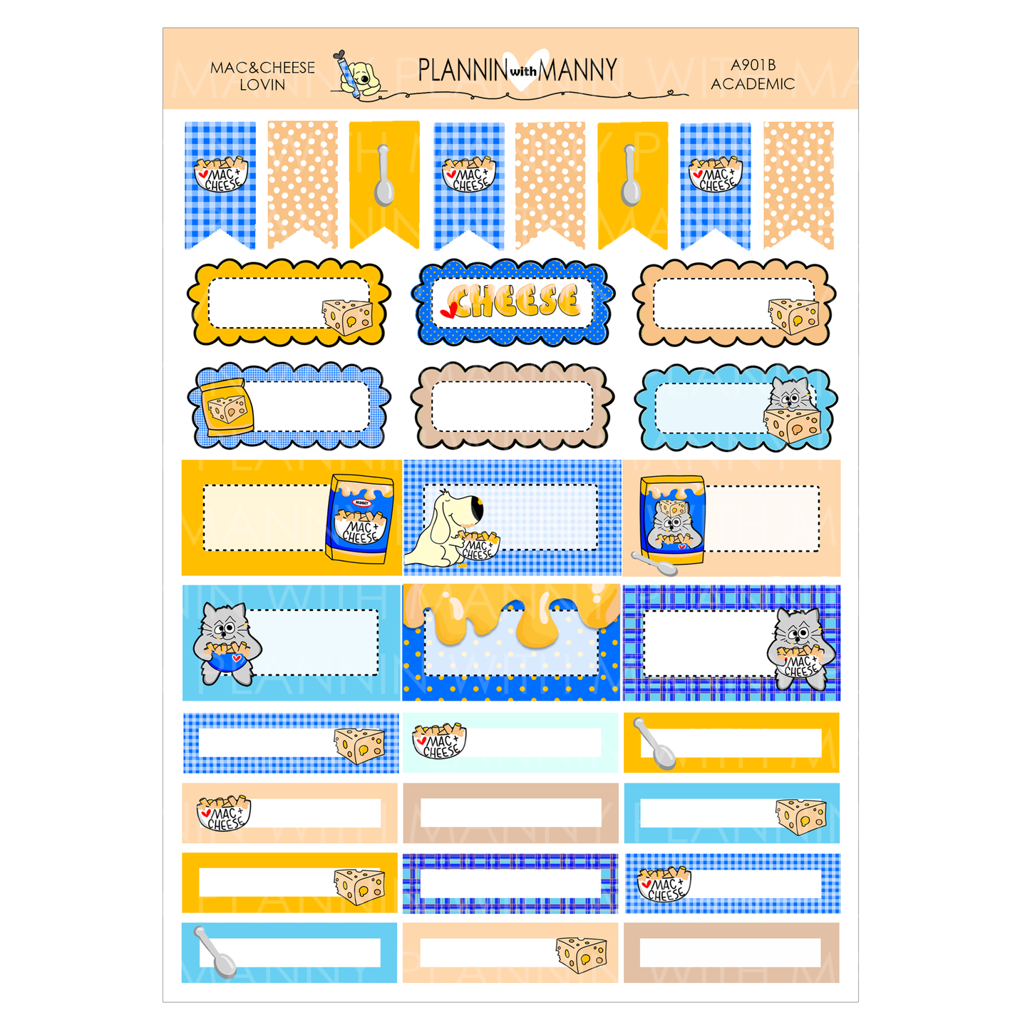 A901 TPC ACADEMIC 5 and 7 Day Weekly Planner Kit - Mac&Cheese Lovin Collection