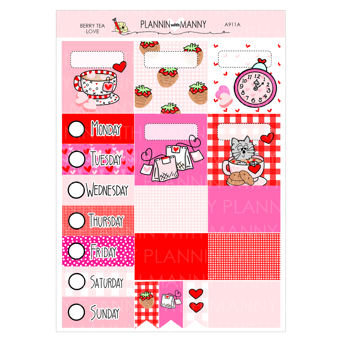 A911 ACADEMIC 5 & 7 Day Weekly Planner Kit and Hybrid Planner - Berry Tea Love Collection