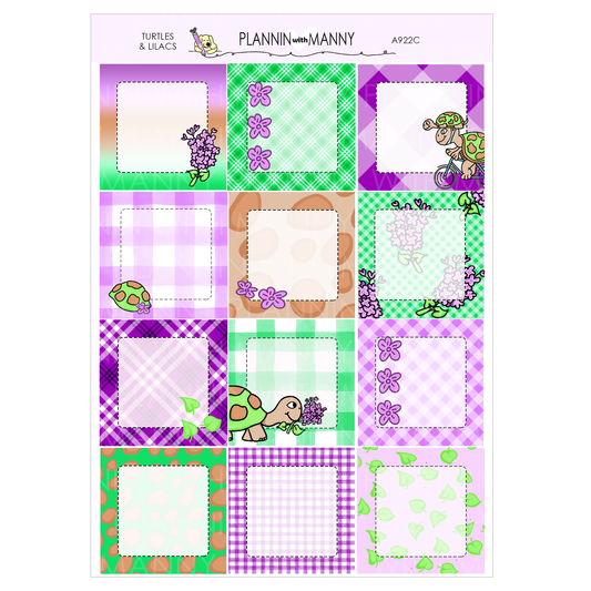 A922C Turtle Life 1.5" Square Planner Stickers