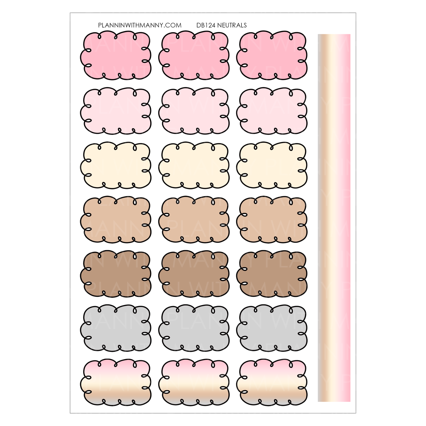 DB124 1.3" Doodle Half Box Mixed Sheet Planner Stickers