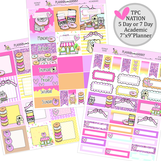 A18 TPC ACADEMIC 5 & 7 Day Weekly Planner Kit - DONUT DATE