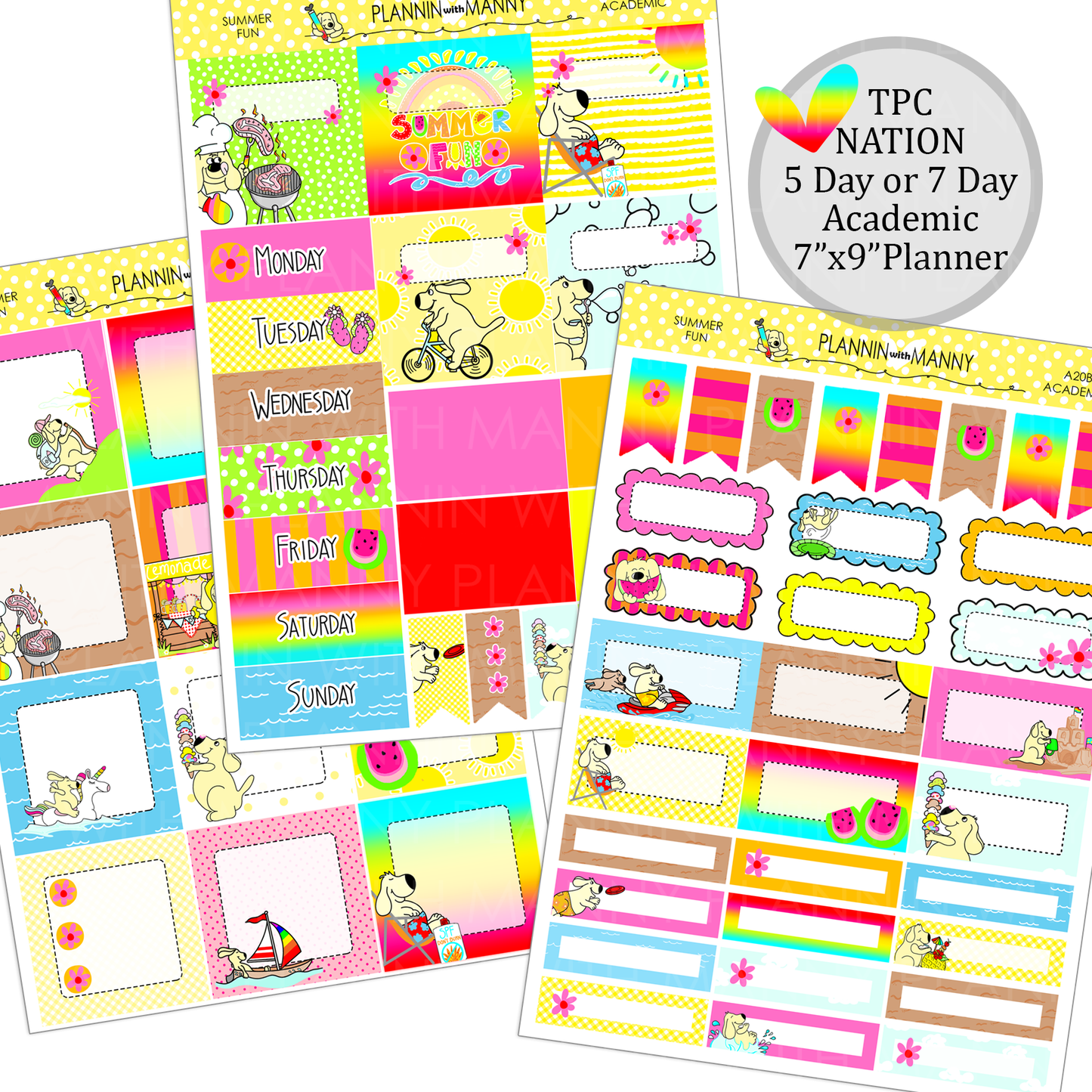 A20 TPC ACADEMIC 5&7 DAY Weekly Planner Kit - Summer Fun Collection