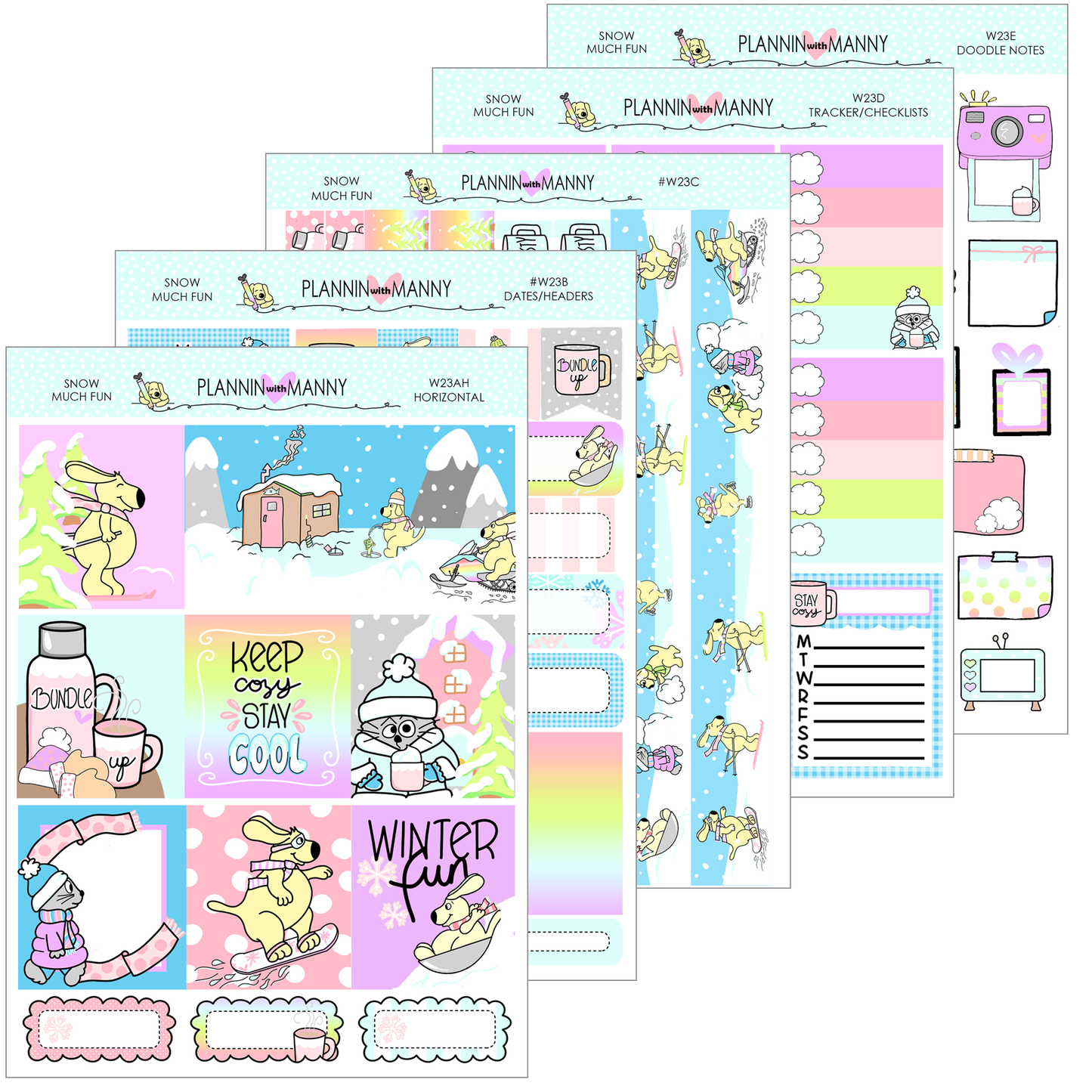 W23AH SNOW MUCH FUN Horizontal Weeks Planner Stickers