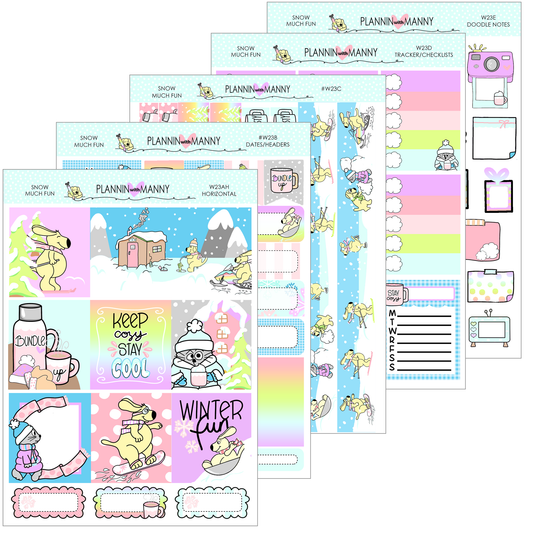 W23AH SNOW MUCH FUN Horizontal Weeks Planner Stickers