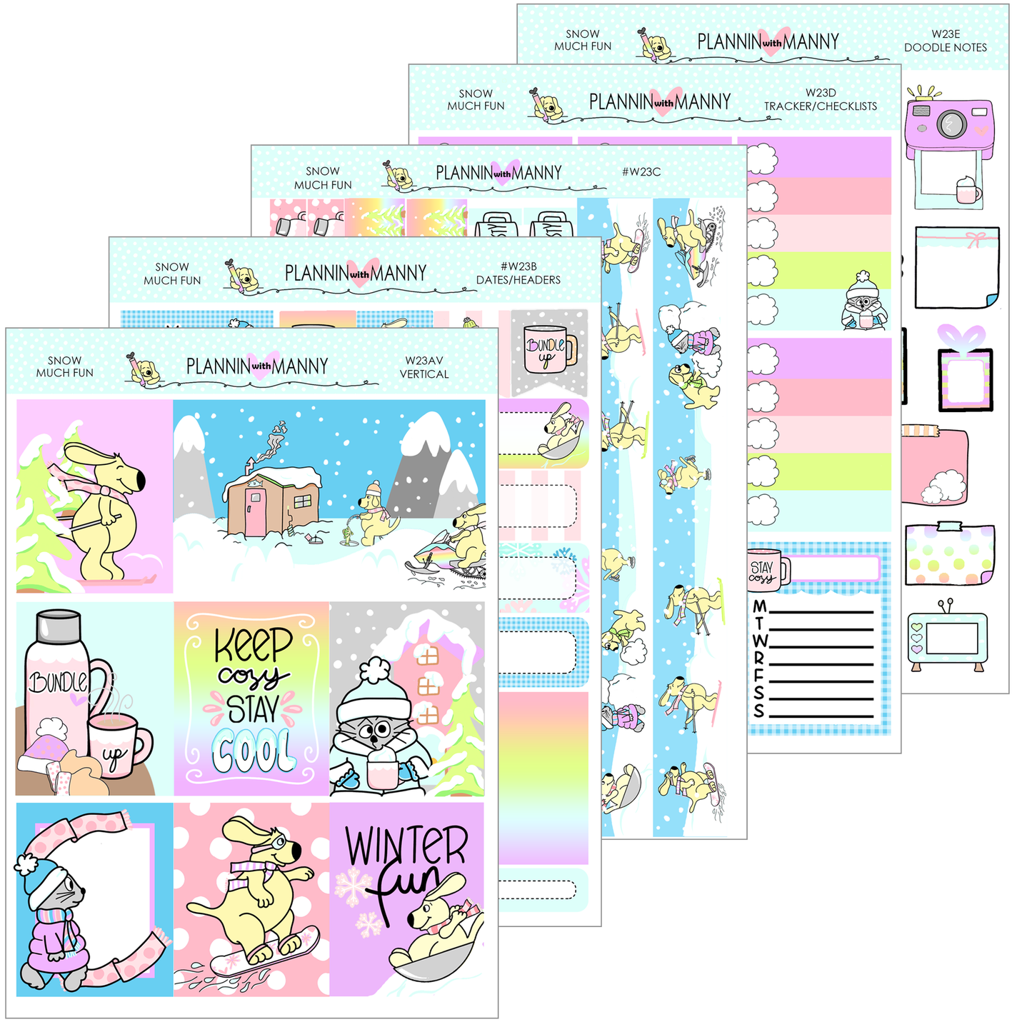 W23AV,SNOW MUCH FUN Vertical Weeks Planner Stickers