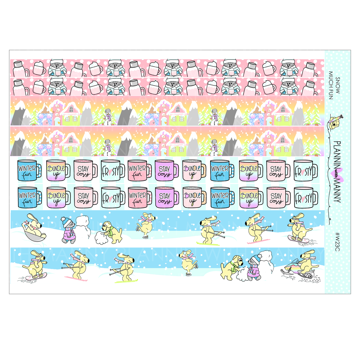 W23AV,SNOW MUCH FUN Vertical Weeks Planner Stickers