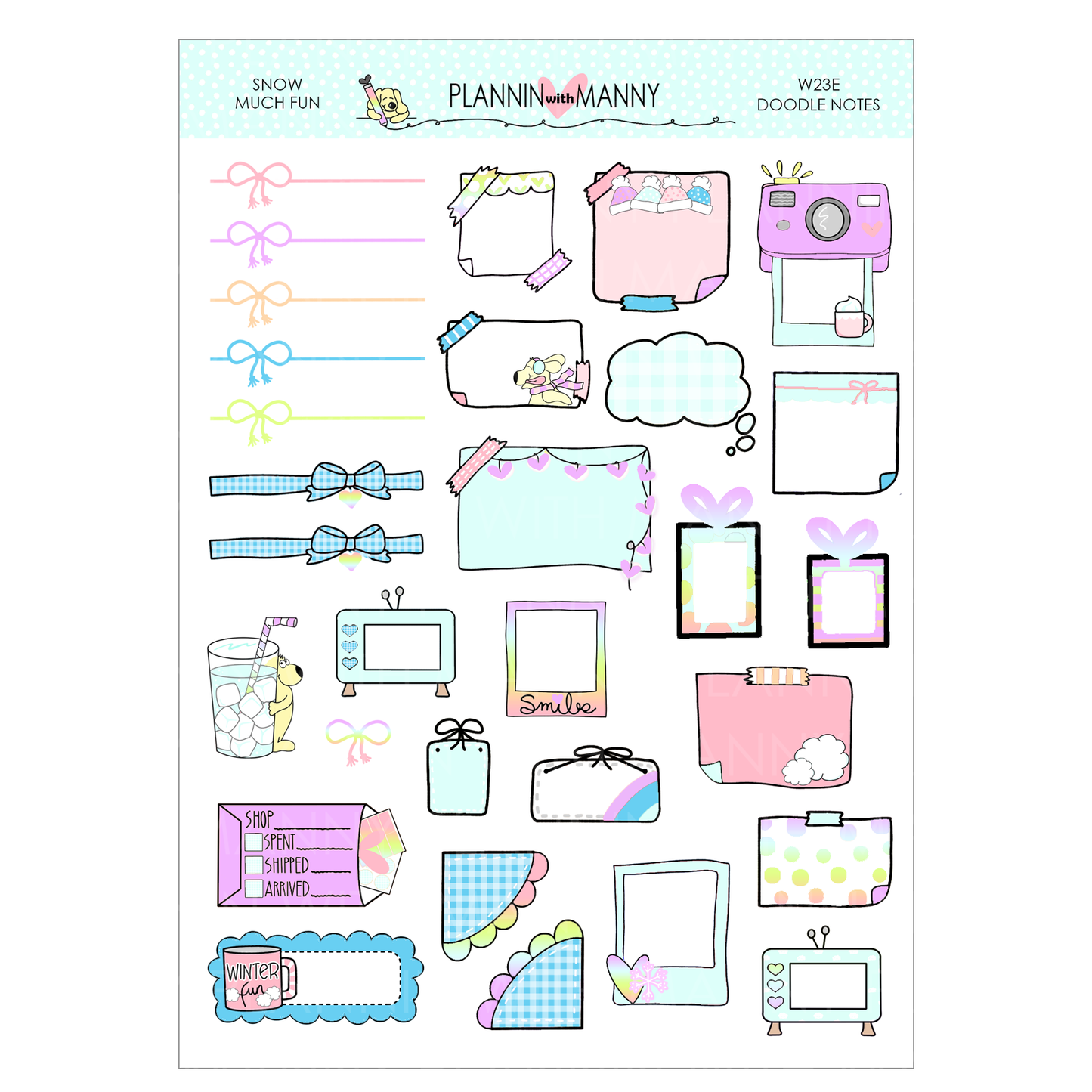 W23AV,SNOW MUCH FUN Vertical Weeks Planner Stickers