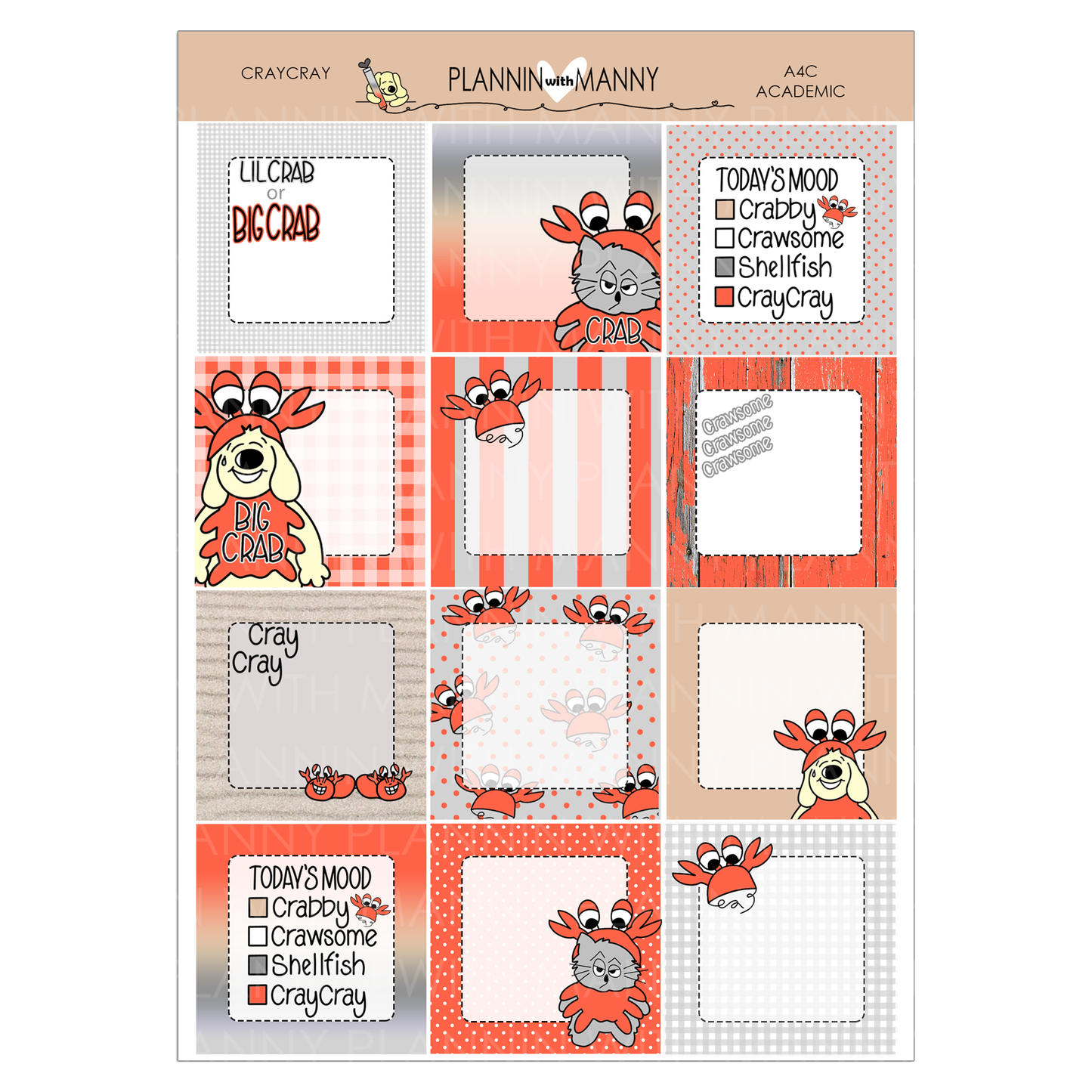 A116 TPC ACADEMIC 5&7 DAY Weekly Planner Kit - CrayCray Collection