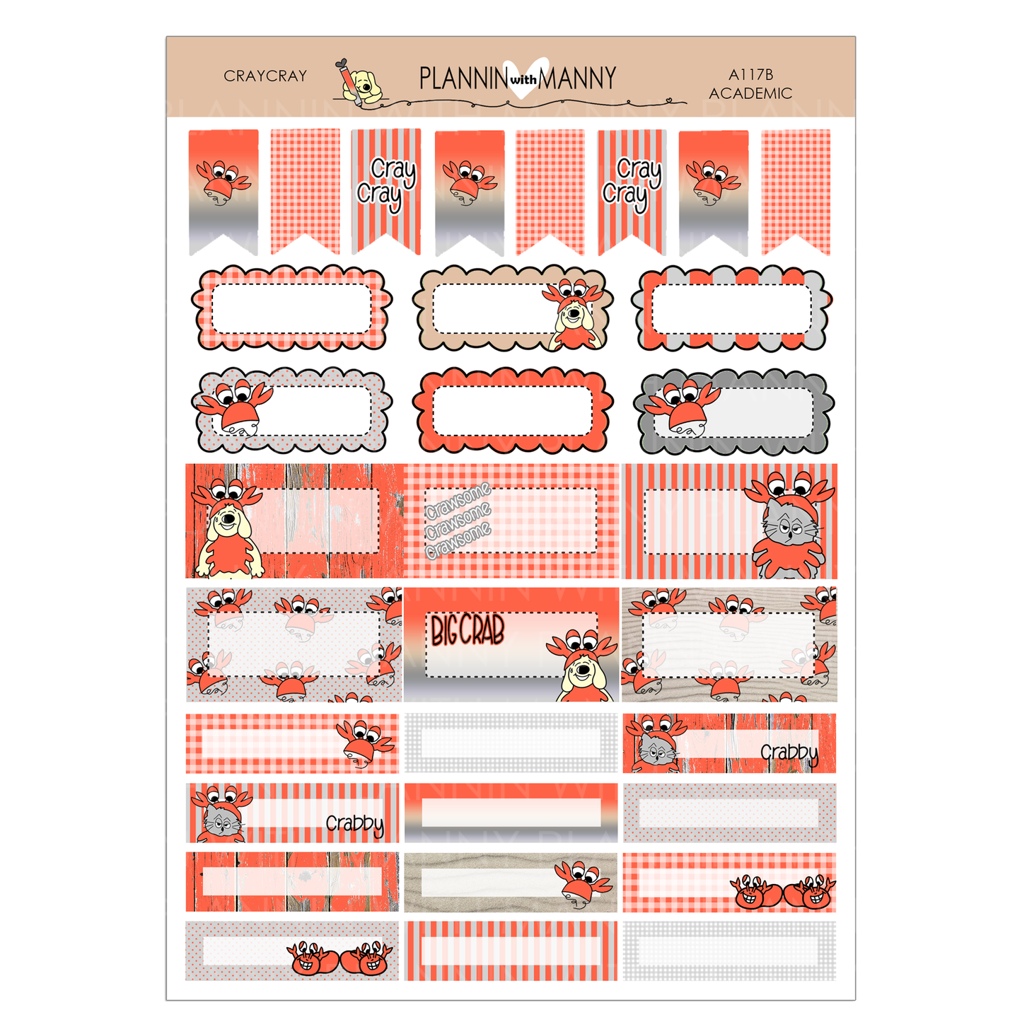 A116 TPC ACADEMIC 5&7 DAY Weekly Planner Kit - CrayCray Collection