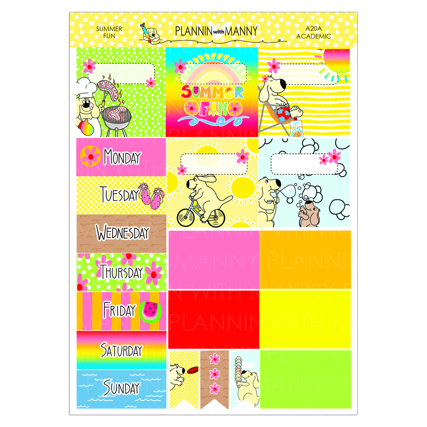 A20 TPC ACADEMIC 5&7 DAY Weekly Planner Kit - Summer Fun Collection