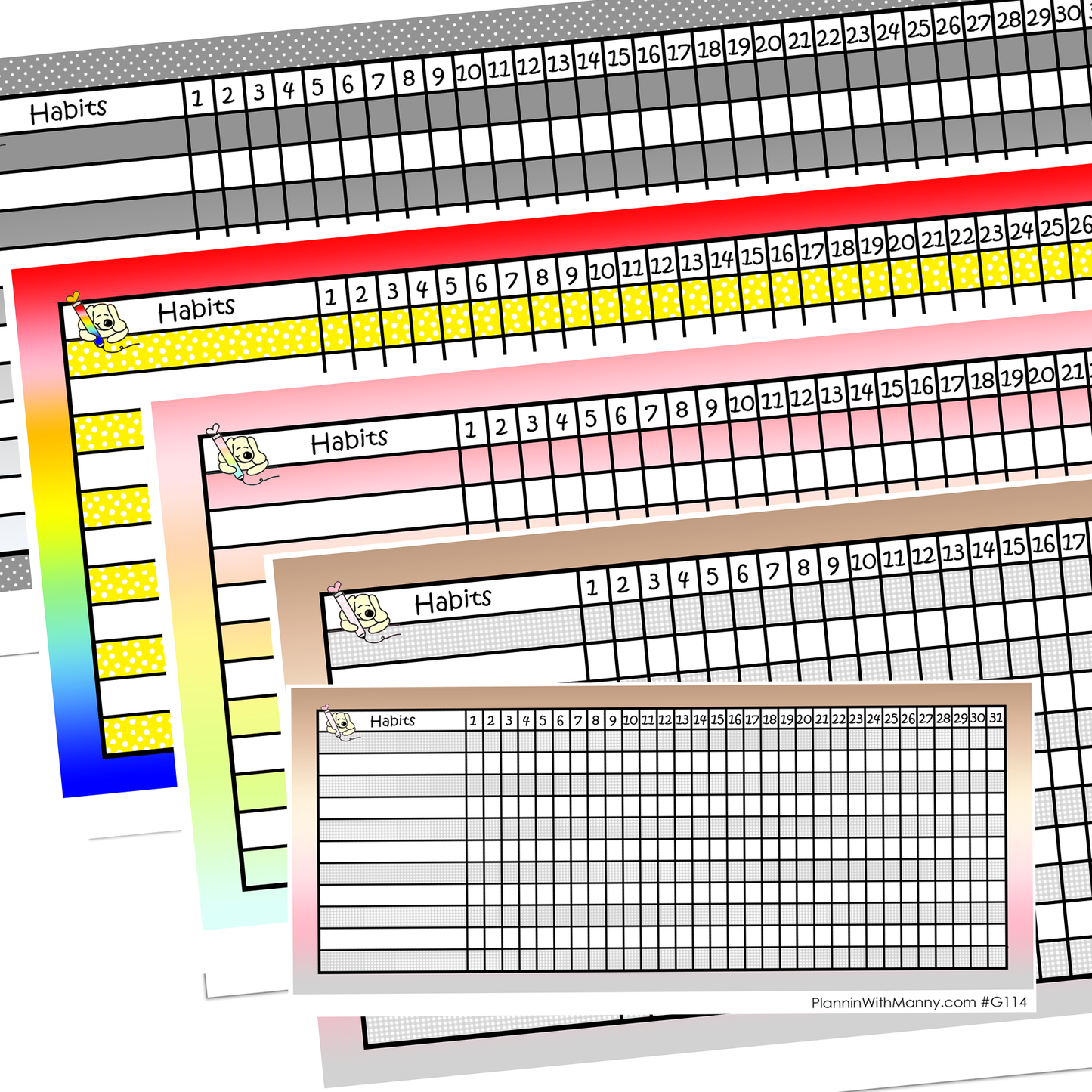 G111-G114 Habit Tracker Sticker