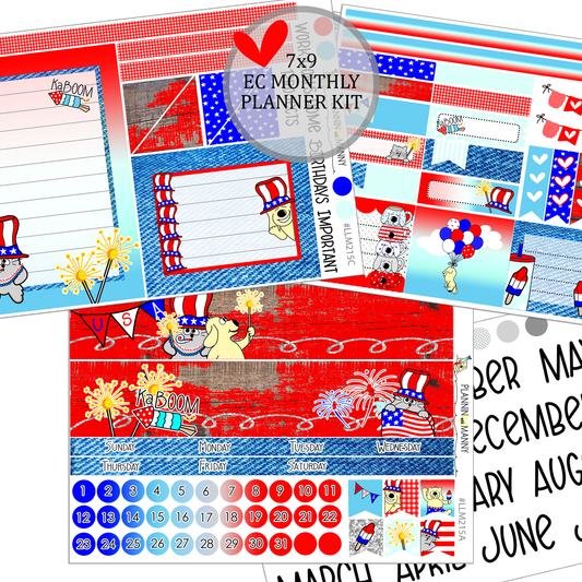 LLM215 MONTHLY 7x9 Planner Stickers - Freedom Reigns Collection