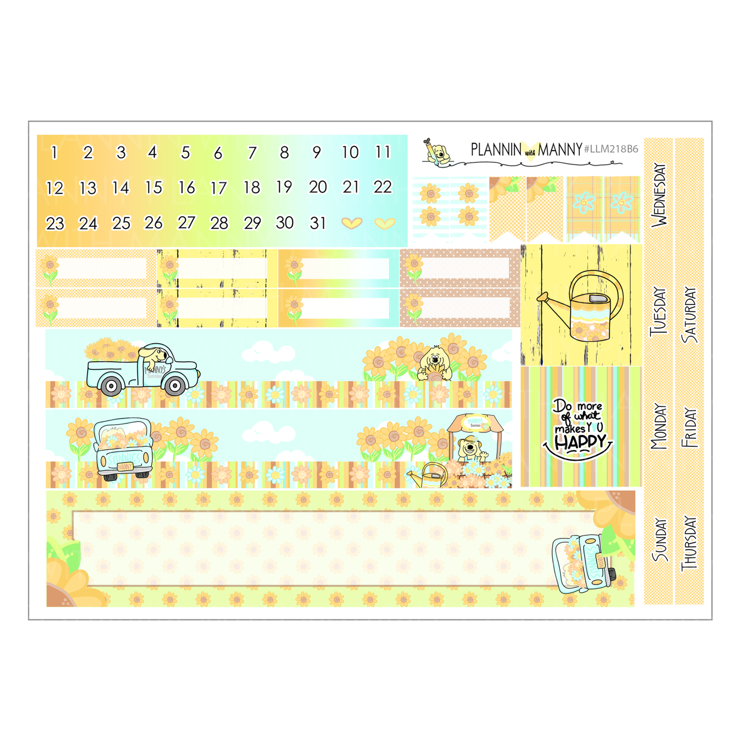 LLM218B6 Sunnies B6 Monthly Planner Stickers