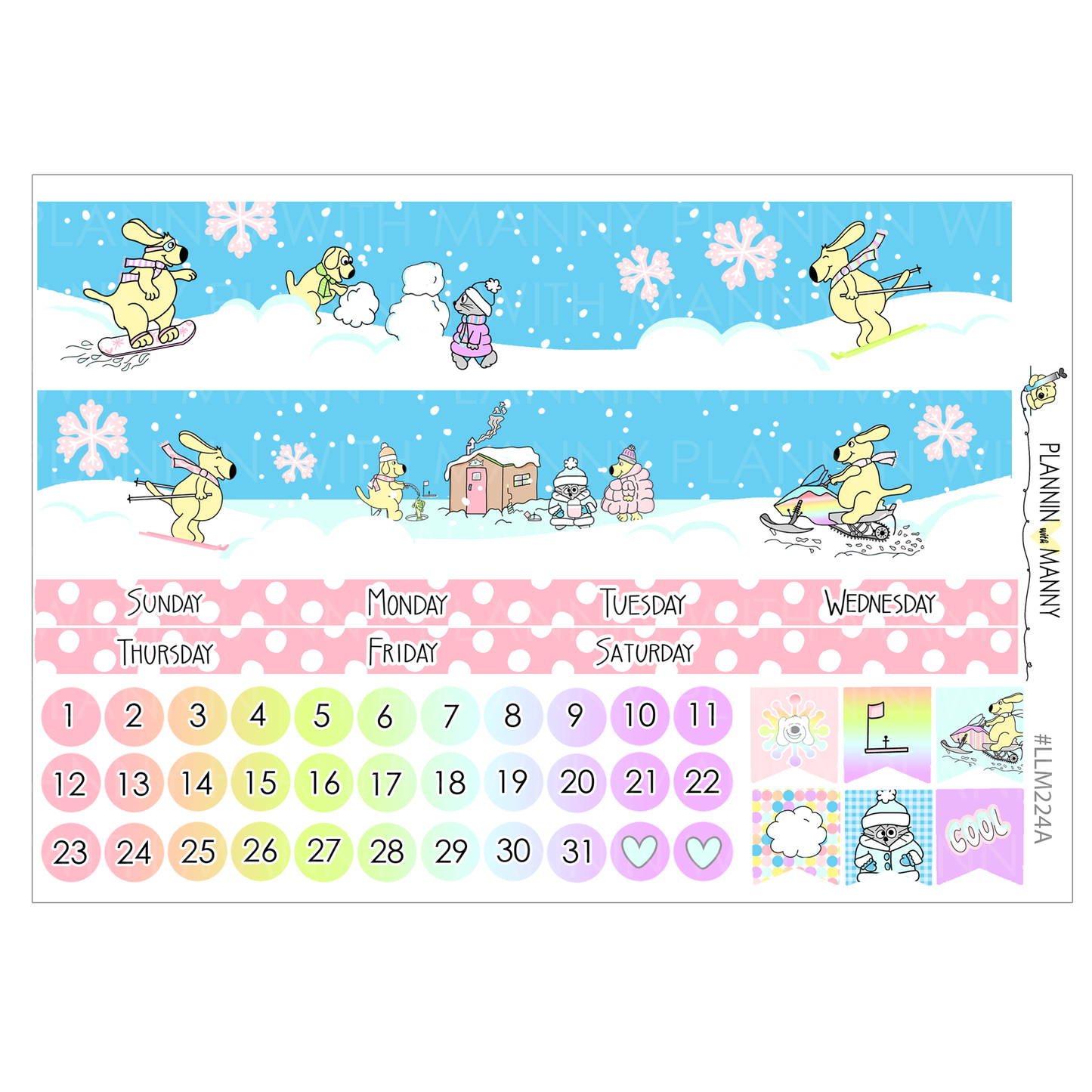 LLM224 MONTHLY PLANNER STICKERS - Snow Much Fun Collection