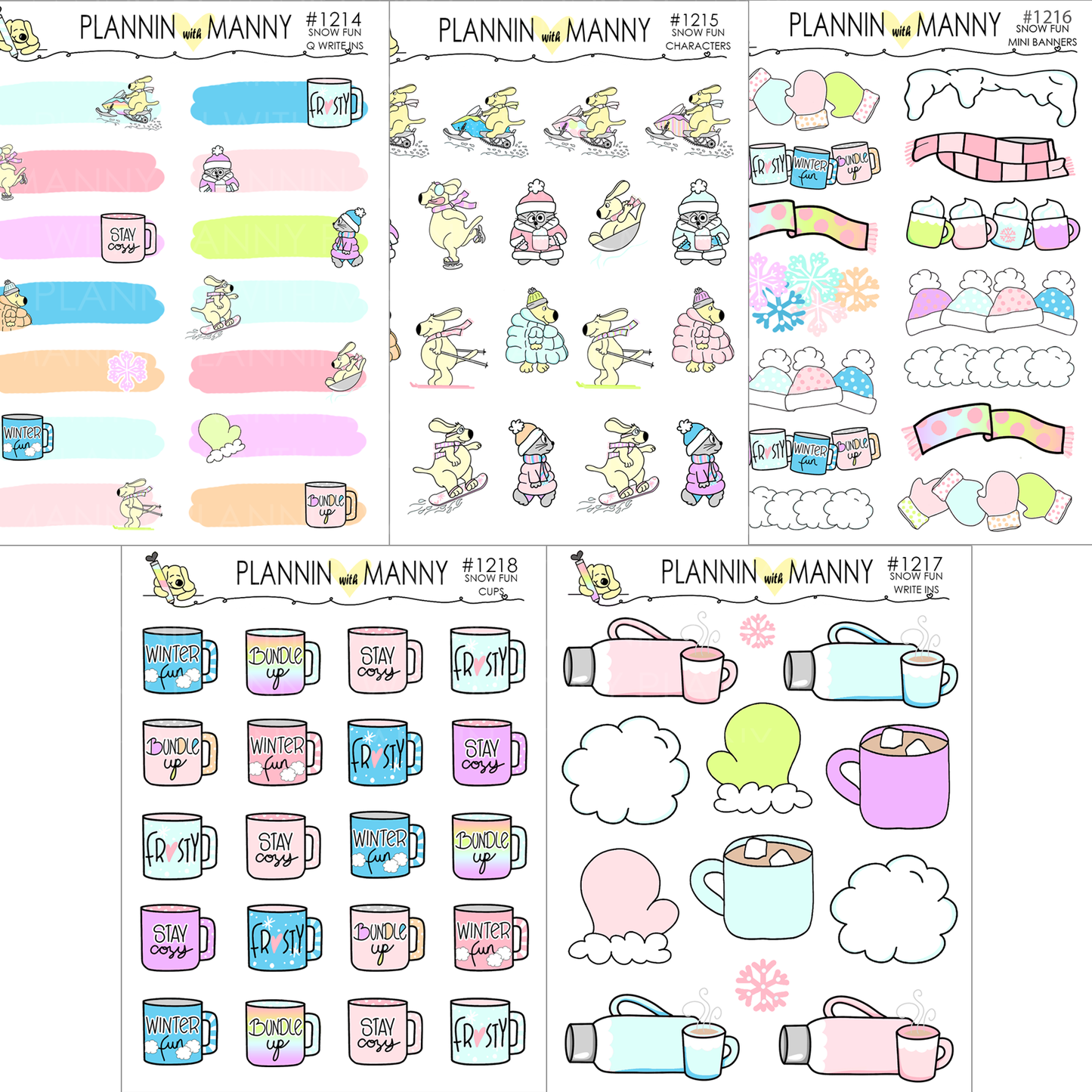 W23AV,SNOW MUCH FUN Vertical Weeks Planner Stickers