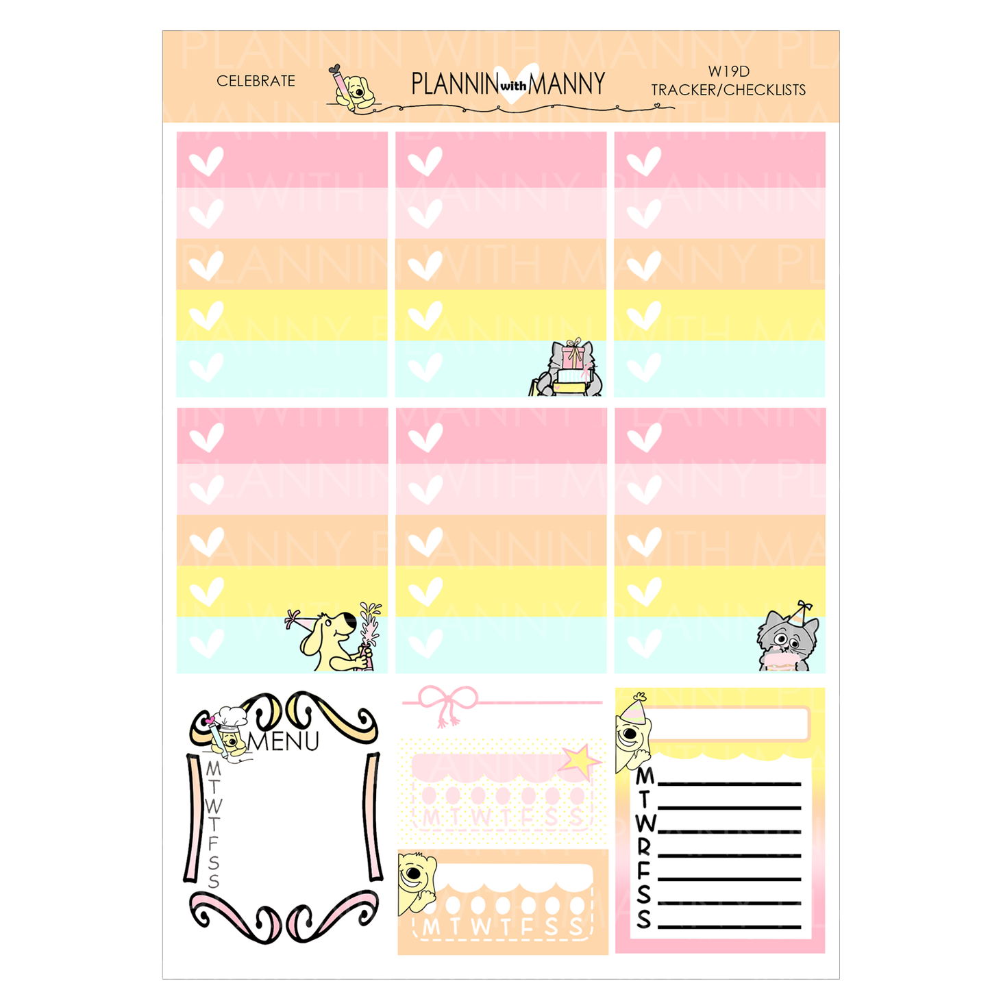 W19AH HORIZONTAL Weekly Planner Stickers- Celebration Collection