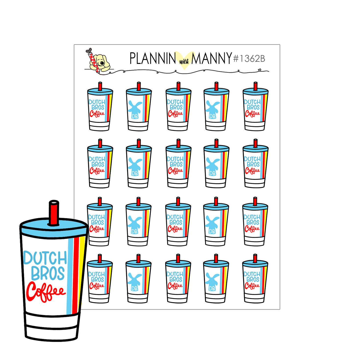 1362 Dutch Bros Coffee Cup Planner Stickers