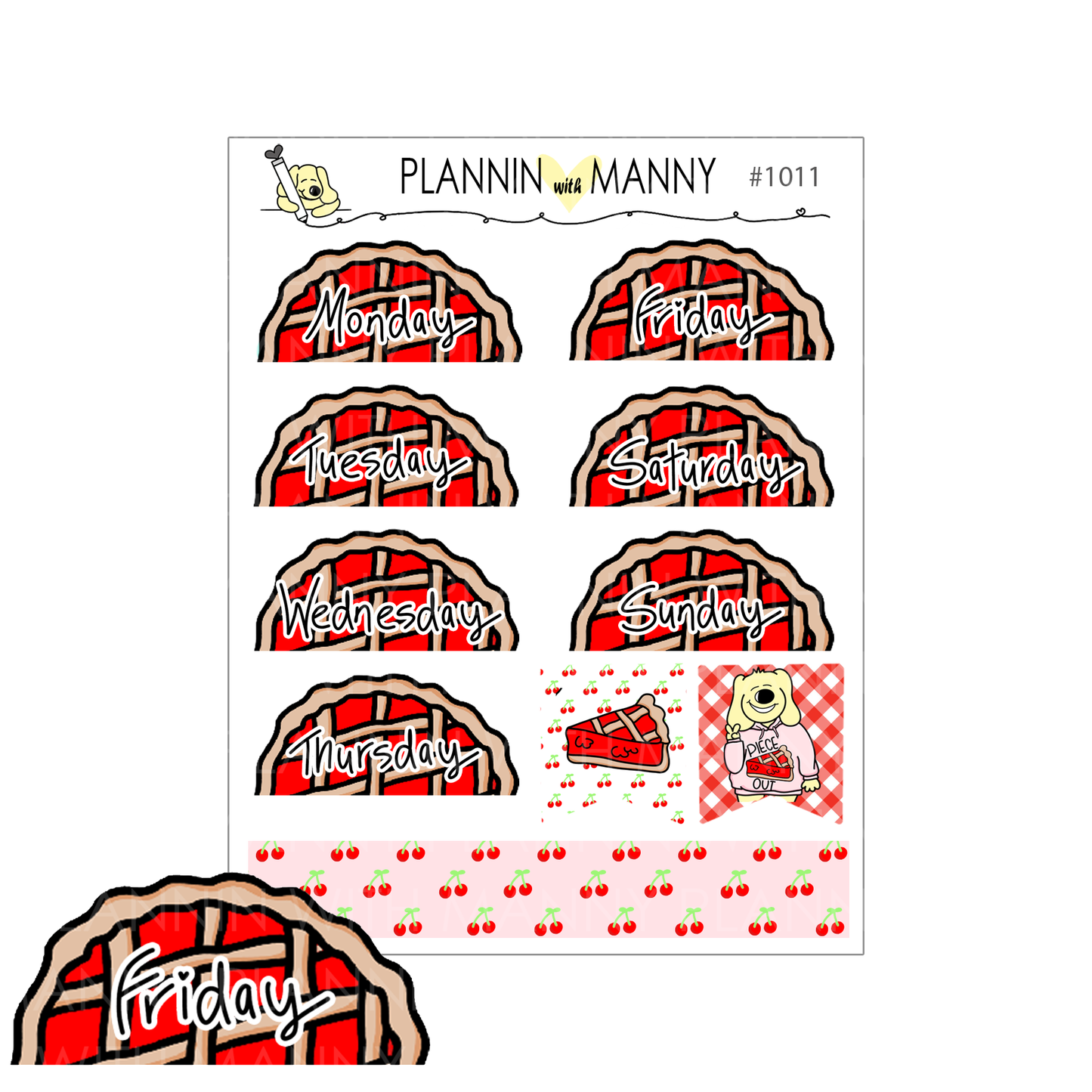 L1010 VERTCIAL Weekly Planner Stickers - I love Pie Collection