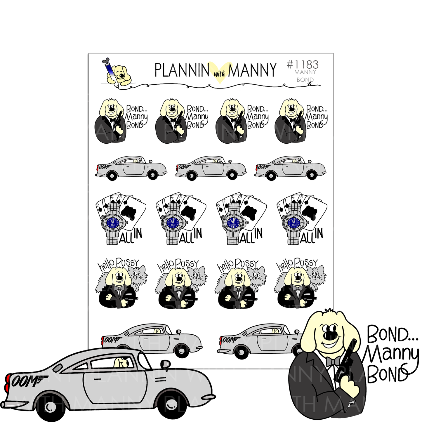 W21AH HORIZONTAL Weekly Planner Stickers- Manny Bond Collection