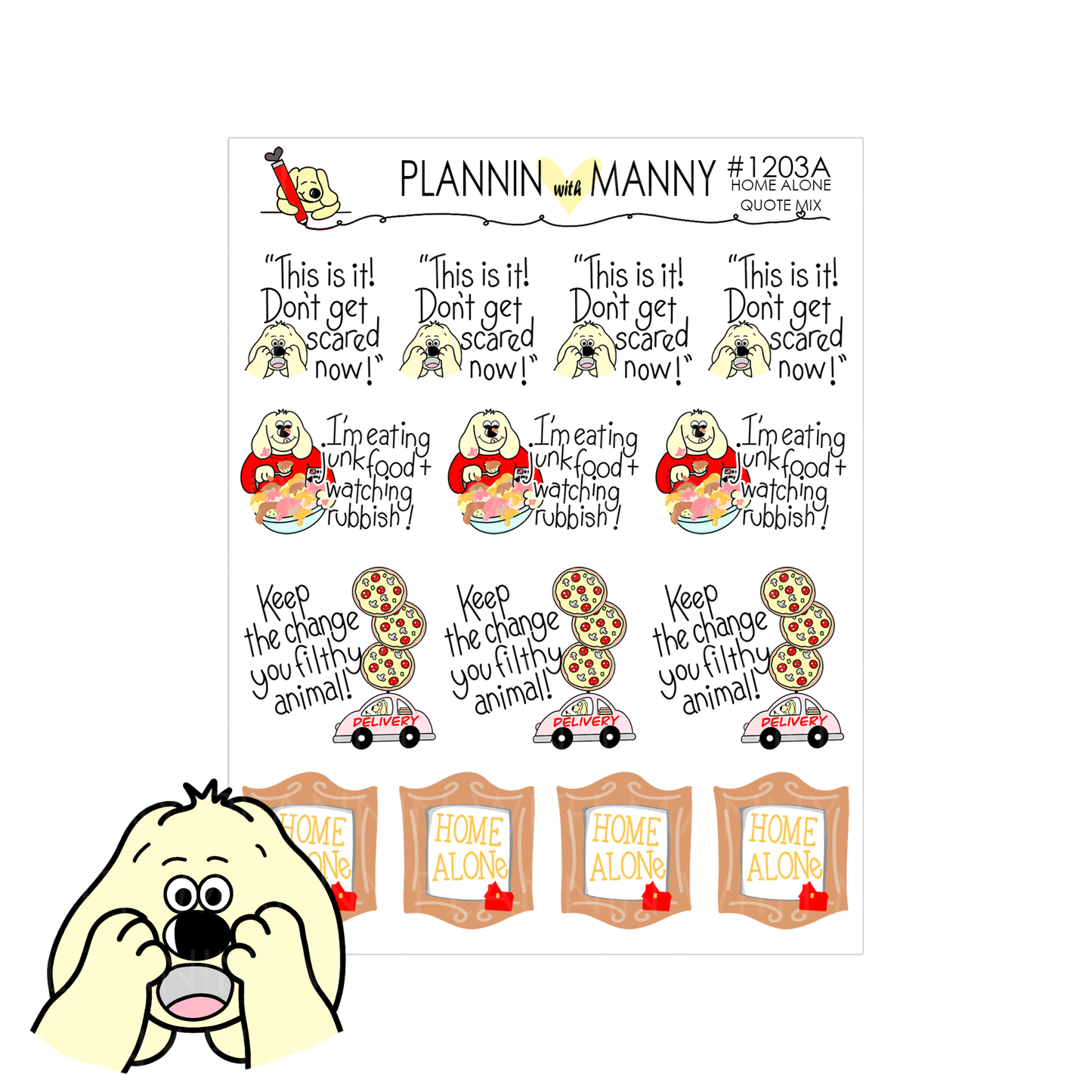 W22AV, HOME ALONE Vertical Weeks Planner Stickers