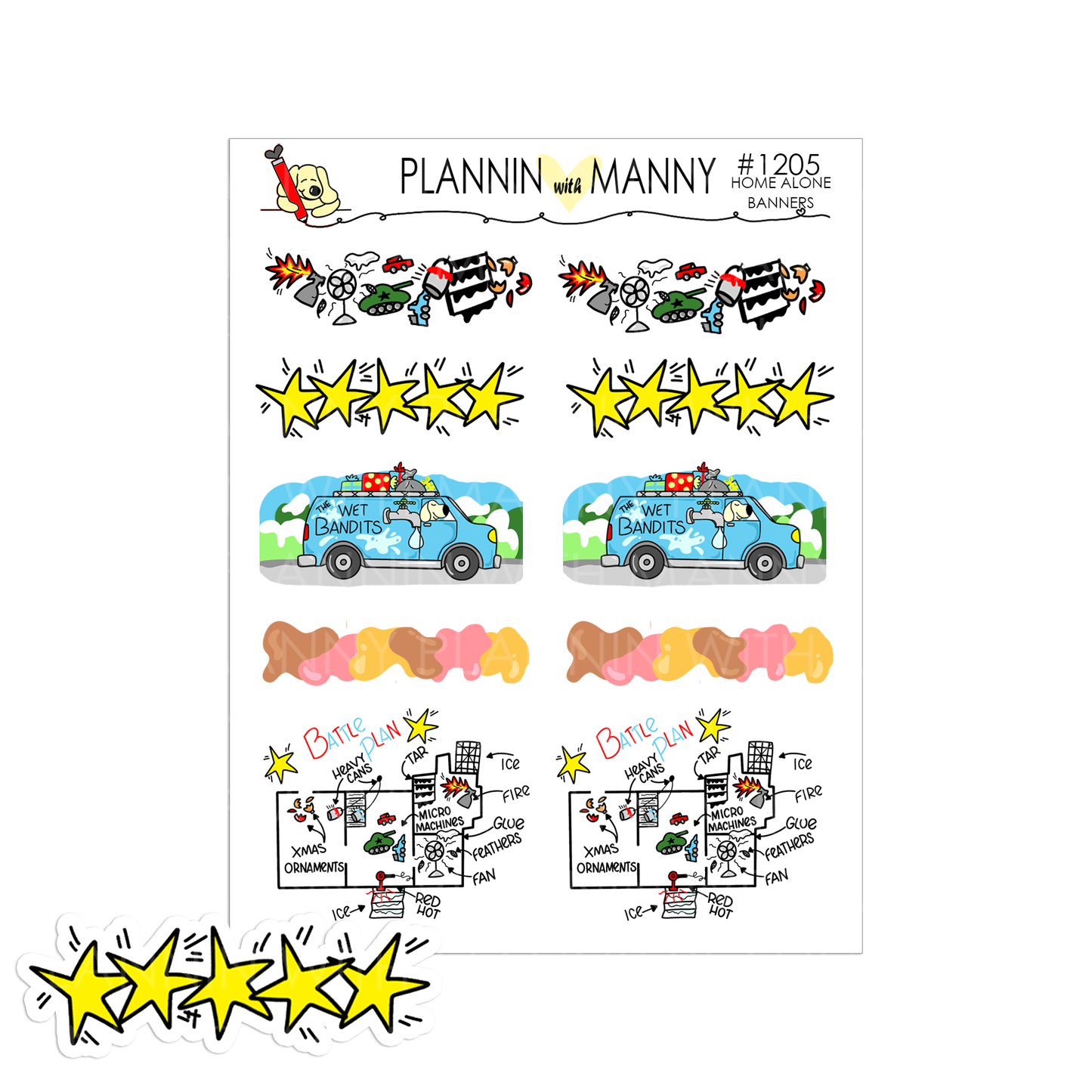 W22AV, HOME ALONE Vertical Weeks Planner Stickers