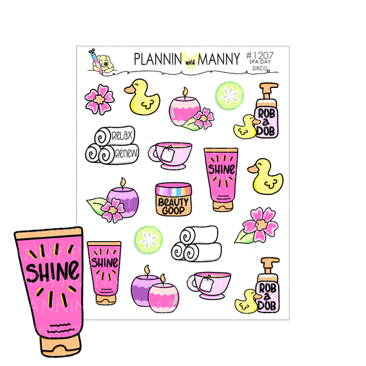 1207-Spa Day Deco Planner Stickers - Spa Day Collection