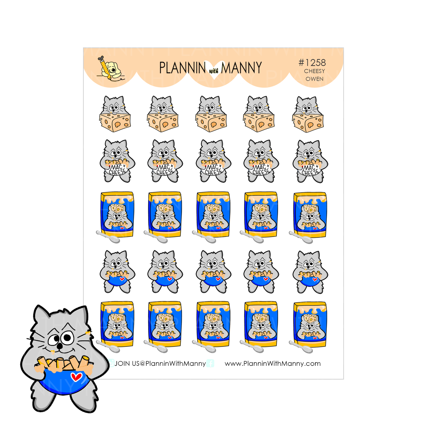 1258 Cheesy Owen Planner Stickers