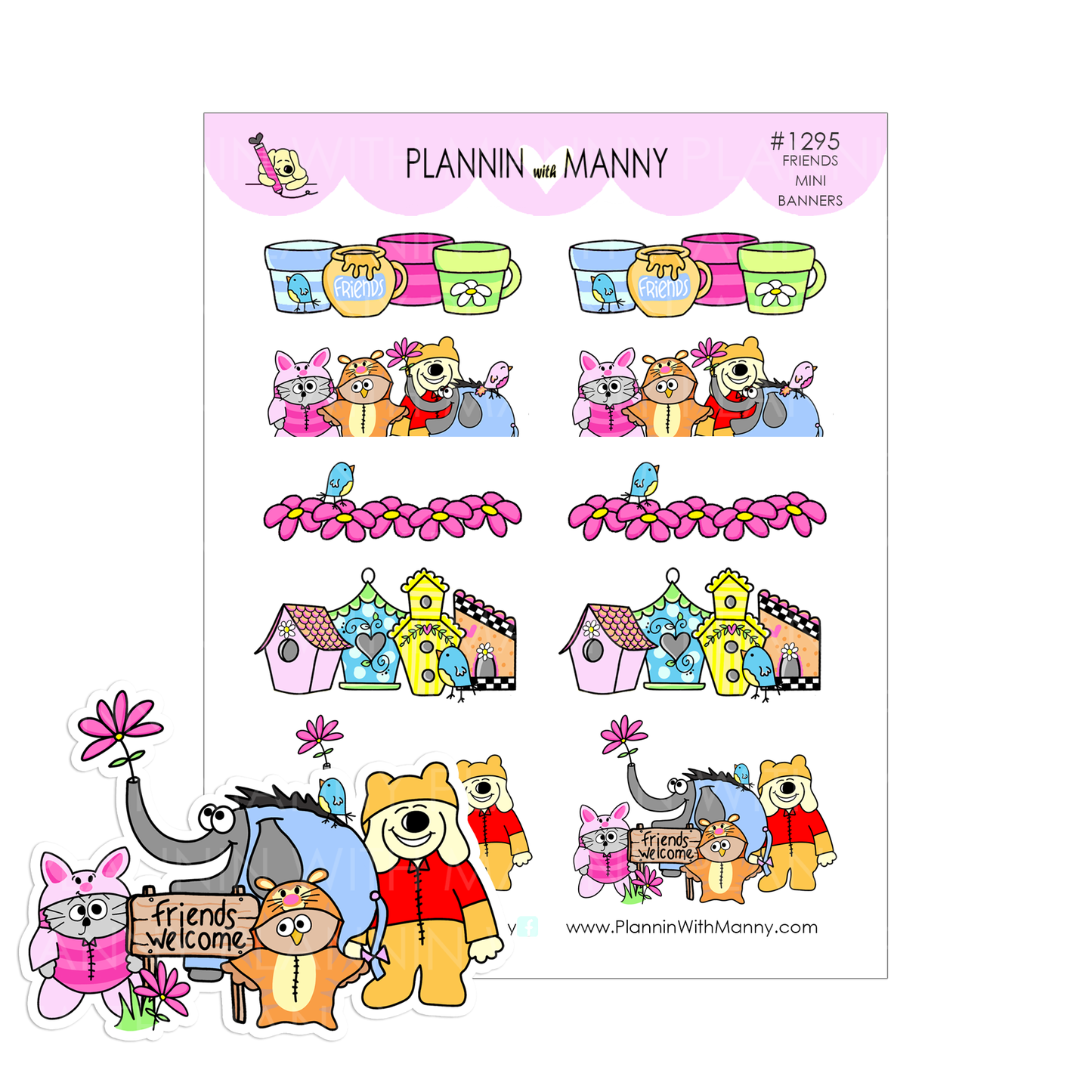 1295 Friends Mini Banner Planner Stickers