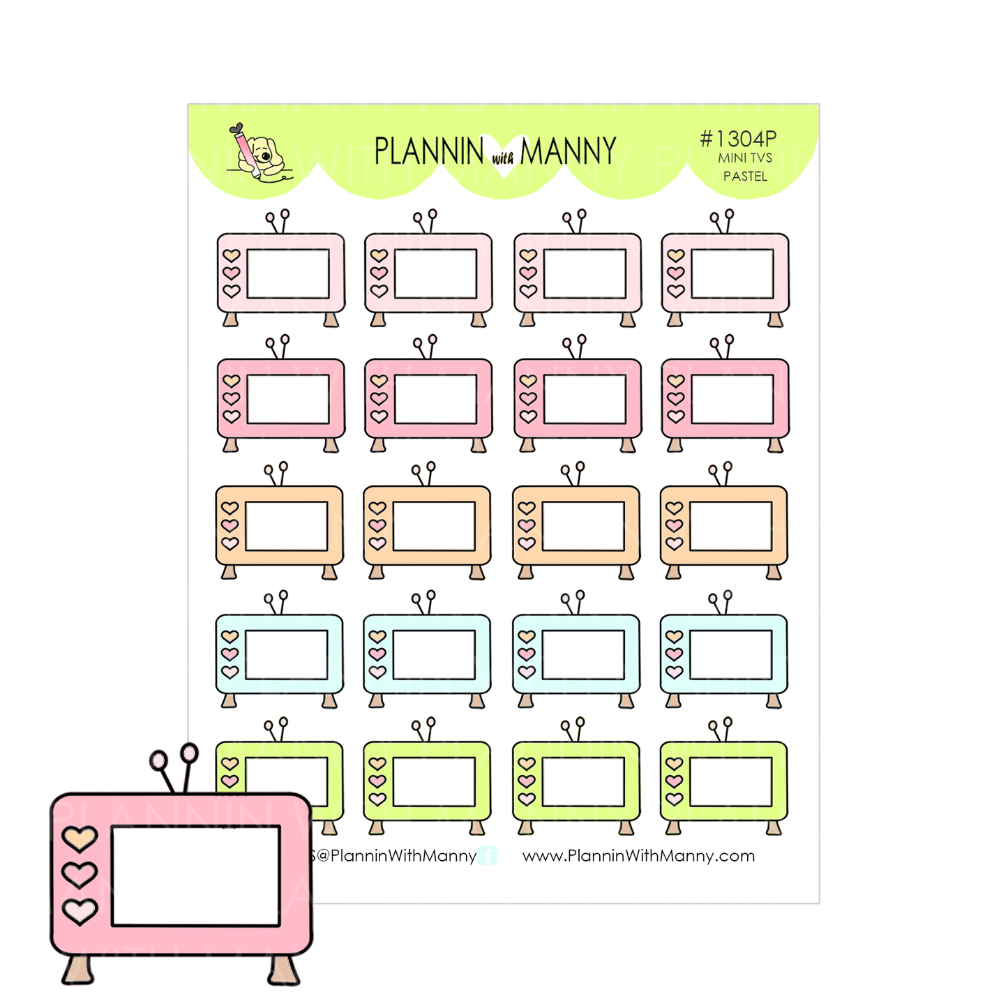 1304 Mini TV Planner Stickers