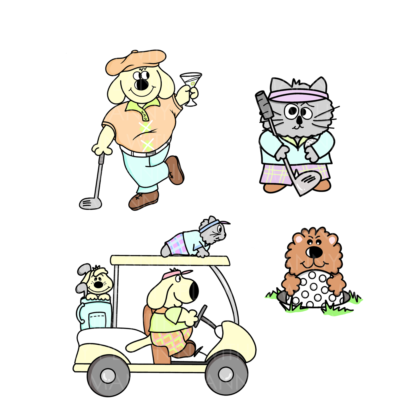 1313- Tee Time Character Planner Stickers