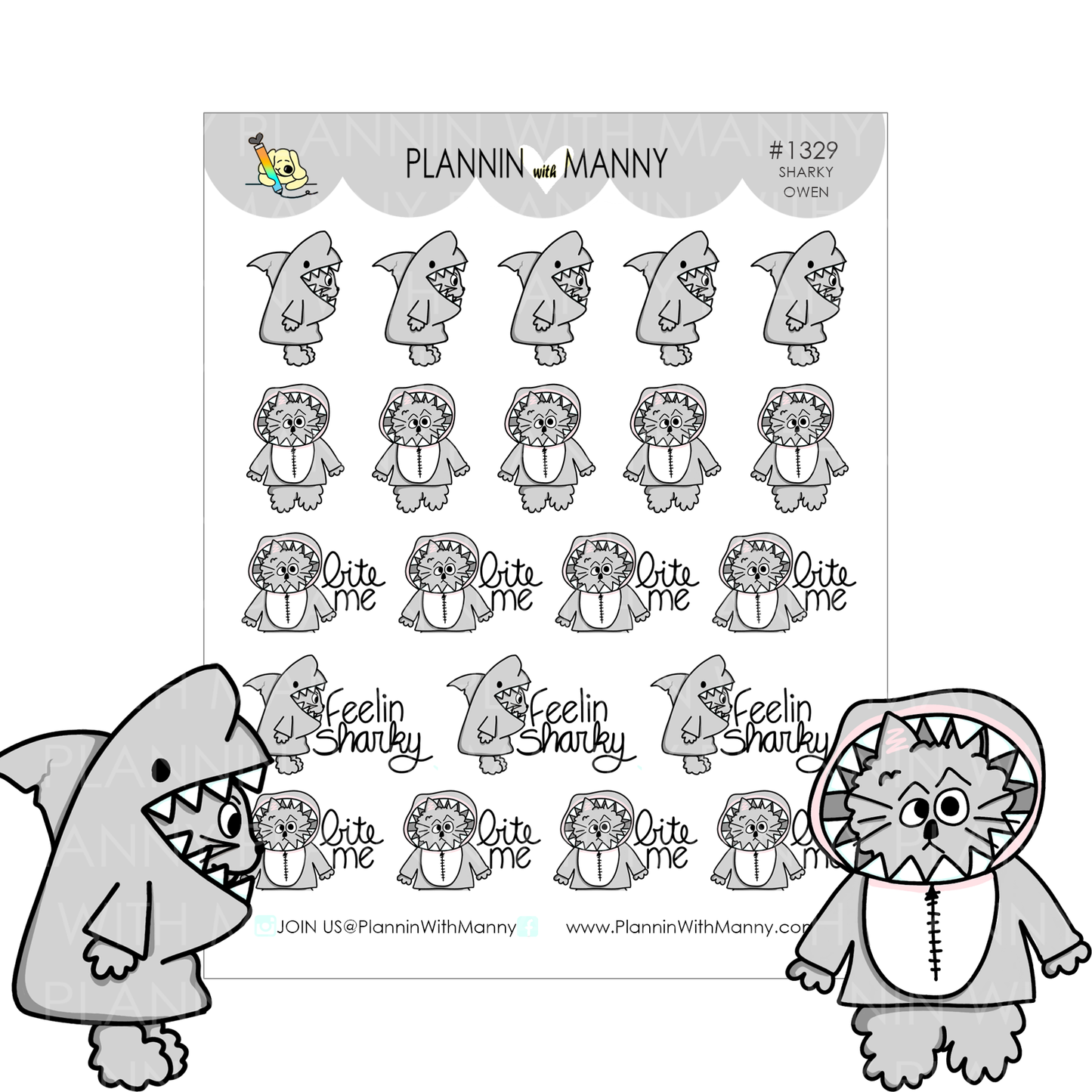 1329 Sharky Owen Planner Stickers