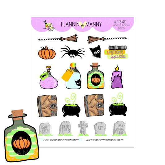 1340 Hocus Pocus Deco Planner Stickers