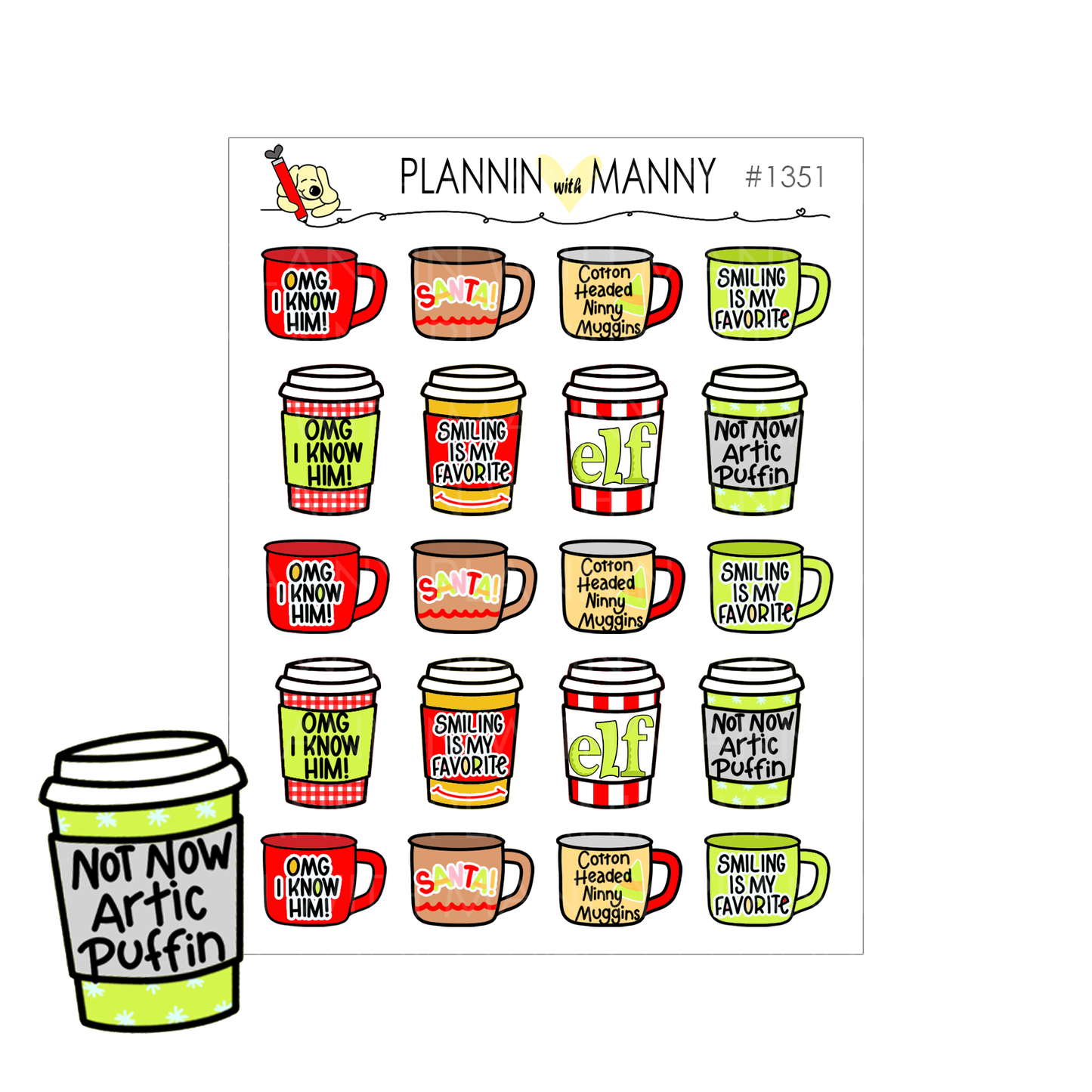 1351 Elfin Cup Planner Stickers