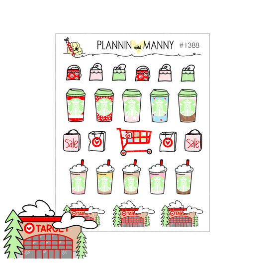 1388 I Love Red&Green Deco Planner Stickers