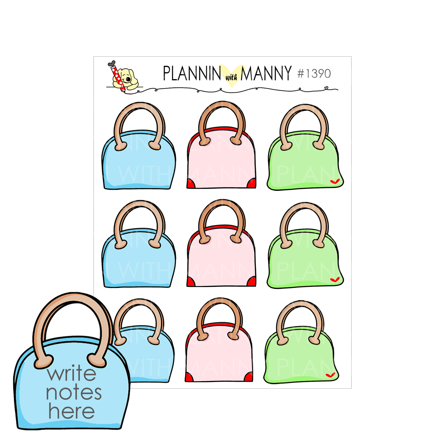 1390 Write In Purse Planner Stickers